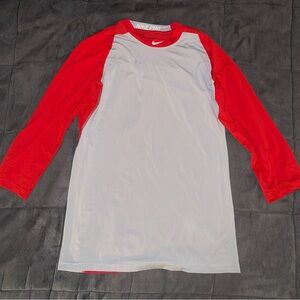Nike Pro Red and Grey Baseball Jersey